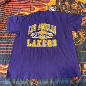 Vintage Los Angeles Lakers Single Stitch Purple shirt 90s 80s tee for fan men w